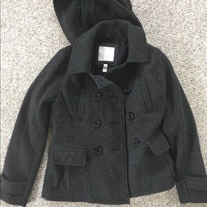 Charcoal hooded pea coat
